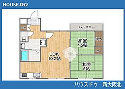 グラン・ドムール塚本北 2LDKの間取図画像