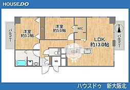 チサンマンション第5江坂 2LDKの間取図画像