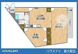 淡路第2ダイヤモンドハイム 2LDKの間取図画像