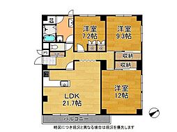 セントラルハイツ淀 3LDKの間取図画像