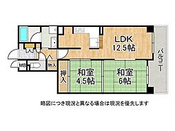 グラン・ドムール膳所 2LDKの間取図画像