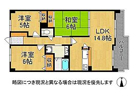 ヴィルヌーブ大津膳所 3LDKの間取図画像