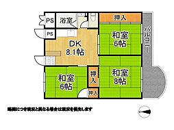 山科団地D棟 3DKの間取図画像