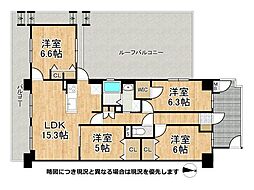 長岡京グリーンマンション 4LDKの間取図画像