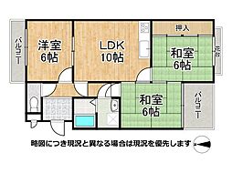 エクセル友岡 3LDKの間取図画像