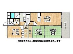 朝日プラザ宇治 3LDKの間取図画像