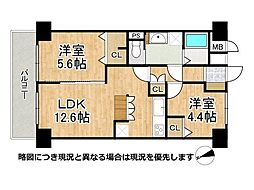 塔南蒔絵ハイツ 2LDKの間取図画像