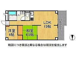 山科ハイツ 2LDKの間取図画像
