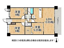 パデシオン宇治三室戸3番館 3LDKの間取図画像