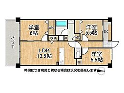 イトーピア宇治グランヒルズ 2SLDKの間取図画像