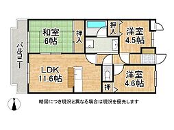 朝日プラザ伏見桂川 3LDKの間取図画像