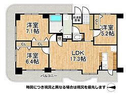 グランフェルティ京都梅小路 3LDKの間取図画像