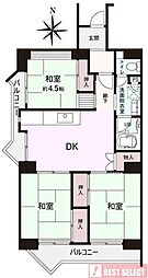 若葉台第一住宅26号棟 3DKの間取図画像