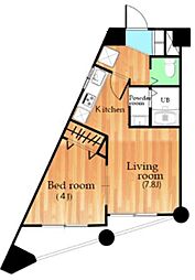 中銀第3目黒マンシオン 1DKの間取図画像