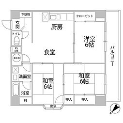 ライオンズマンション高宮 3DKの間取図画像