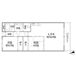 メイゾン多々良 2LDKの間取図画像