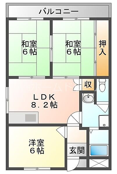 大阪府門真市岸和田3丁目(賃貸マンション3DK・5階・55.00㎡)の写真 その2