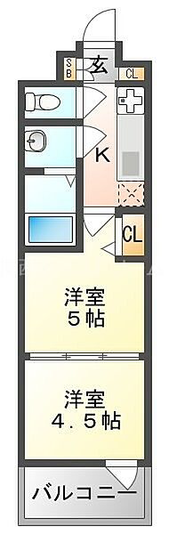 大阪府門真市元町(賃貸マンション2K・13階・27.53㎡)の写真 その2