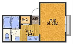 K.メゾンドールTsuji 1Kの間取図画像