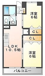 パレ守口 2LDKの間取図画像