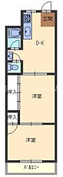 五味マンション北 2DKの間取図画像