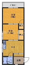 シャルル大和田 2DKの間取図画像