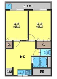 コーポシバタ 2DKの間取図画像