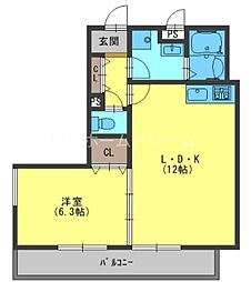 クリエオーレ石原町 2LDKの間取図画像