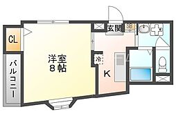 メゾンバニNo.3 1Kの間取図画像