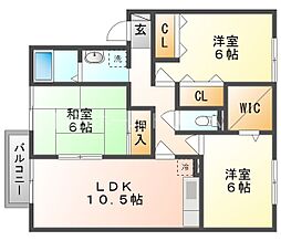 アゼリアパレスノース 3LDKの間取図画像