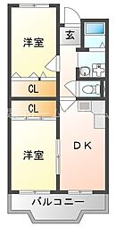 ピュアネスDOI 2DKの間取図画像
