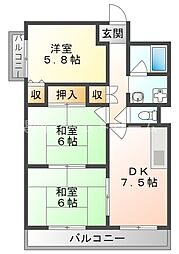 アドラブール古川橋 3DKの間取図画像