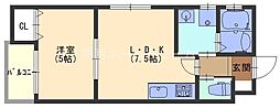 グロワール栄町 1LDKの間取図画像