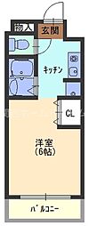 エスポアールはしば 1Kの間取図画像