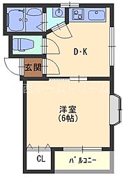 サンシャイン八雲 1DKの間取図画像