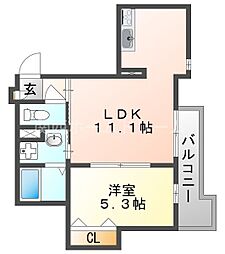 クリエオーレ門真南1 1LDKの間取図画像