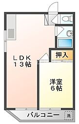 ブーゲンビリア 1LDKの間取図画像