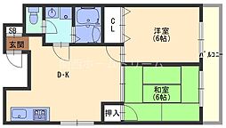 幸福ハイツ 2DKの間取図画像