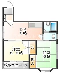 エスパレス 2DKの間取図画像