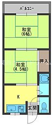 WESTヒルズ御堂 2Kの間取図画像