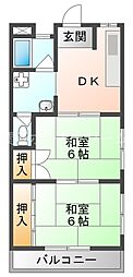 シャルム元町 2DKの間取図画像