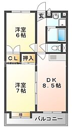 ブランドール・M3 2DKの間取図画像