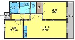 ポポロタカヒロ 2LDKの間取図画像