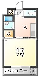 ウィスコM大和田 1Kの間取図画像