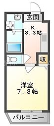 クレイン守口 1Kの間取図画像