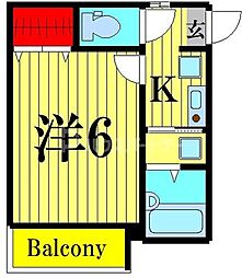 ヴェラアズール篠崎 3階1Kの間取り