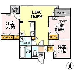 MOCRAFT中葛西 3LDKの間取図画像
