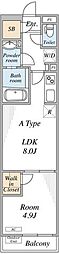 リブリ・ゆうやVI 1LDKの間取図画像