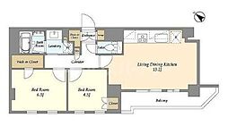 グランカーサ瑞江 2LDKの間取図画像