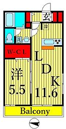リブリ-ヤマト 1LDKの間取図画像